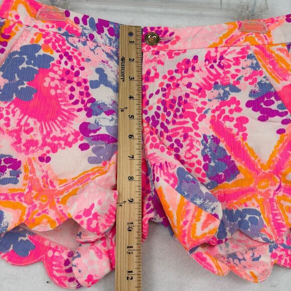 Lilly Pulitzer Buttercup Shorts Size 00 Paradise Pink 5 Inch Inseam Scallop Hem - Picture 10 of 13